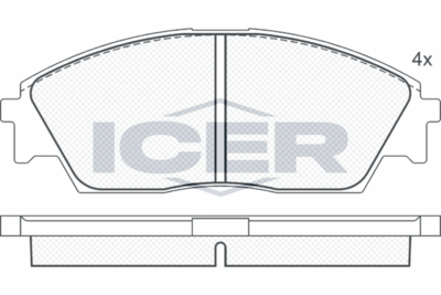 Комплект тормозных колодок, дисковый тормоз ICER 180754 для HONDA CRX
