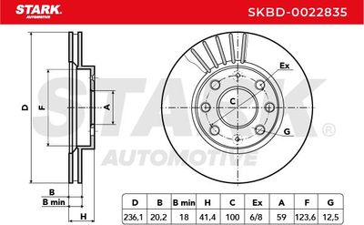 спирачен диск STARK SKBD-0022835
