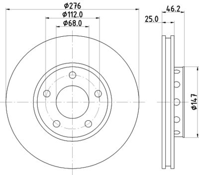 Тормозной диск HELLA 8DD 355 101-361 для AUDI QUATTRO