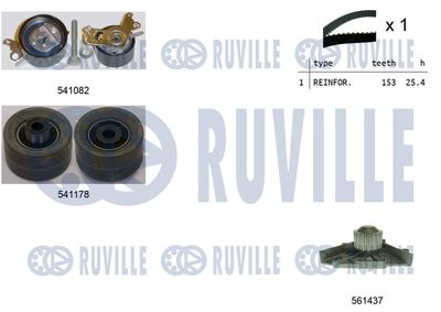 Водяной насос + комплект зубчатого ремня RUVILLE 5501451 для CITROËN EVASION
