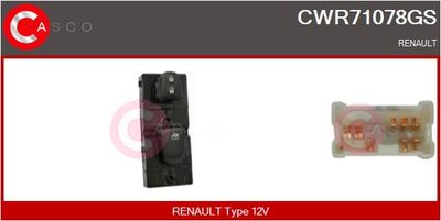 Выключатель, стеклолодъемник CASCO CWR71078GS для RENAULT KADJAR