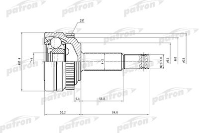 Шарнирный комплект, приводной вал PATRON PCV1118 для OPEL ASTRA