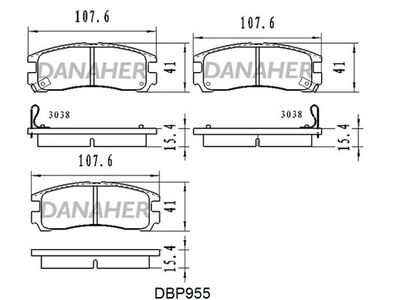 DANAHER DBP955 Тормозные колодки и сигнализаторы  для CHEVROLET  (Шевроле Транс)