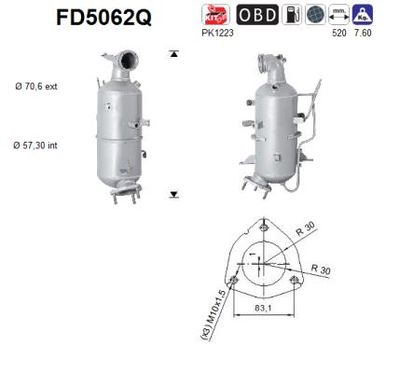 Filtr sadzy / filtr cząstek stałych, układ wydechowy AS 25184392