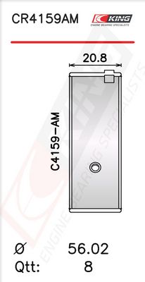 Черупка на биелен лагер KING CR4159AM0.25