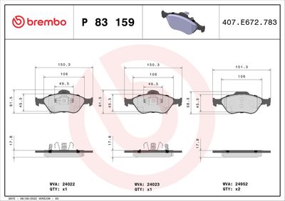 BREMBO Remblokkenset, schijfrem PRIME LINE (P 83 159)