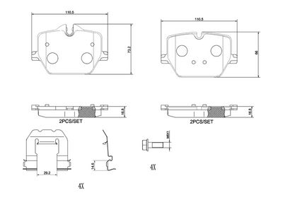 Zestaw klocków hamulcowych, hamulce tarczowe BREMBO P 06 116