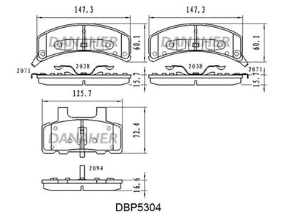 Комплект тормозных колодок, дисковый тормоз DANAHER DBP5304 для CHEVROLET C2500