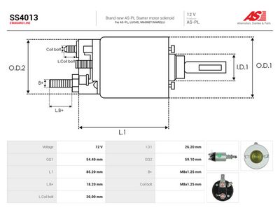 Solenoid, startmotor AS-PL SS4013