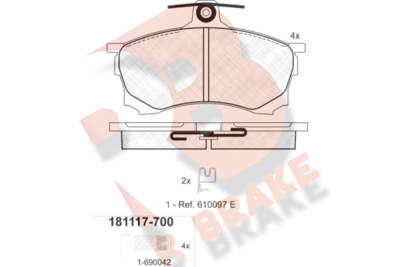 Комплект тормозных колодок, дисковый тормоз R BRAKE RB1117-700 для MITSUBISHI CARISMA