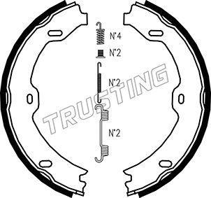 Sada brzdových čelistí, parkovací brzda TRUSTING 052.130K