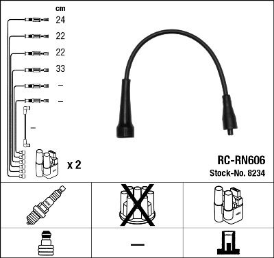 Комплект проводов зажигания NGK 8234 для RENAULT MEGANE