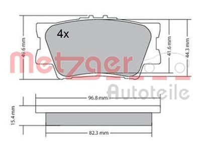 Комплект тормозных колодок, дисковый тормоз METZGER 1170313 для TOYOTA AURION