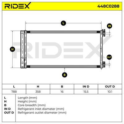 кондензатор, климатизация RIDEX 448C0288