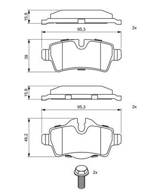 BREMSBELAGSATZ SCHEIBENBREMSE BOSCH 0986494242 7