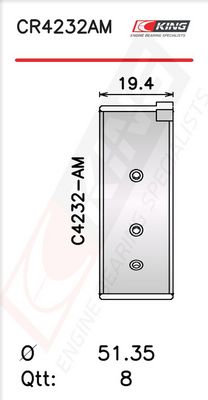 Черупка на биелен лагер KING CR4232AM 010