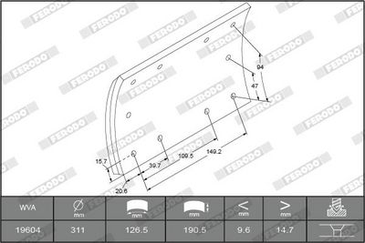 Ferodo Brake Lining Kit, drum brake K19604.0-F3658