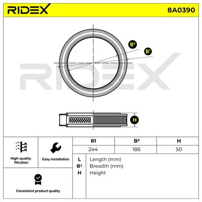 въздушен филтър RIDEX 8A0390