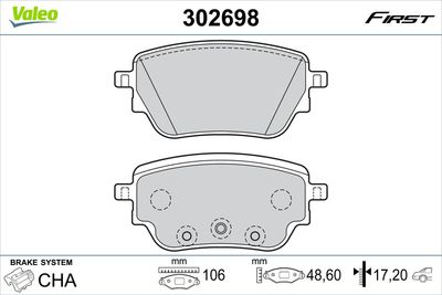 Brake Pad Set, disc brake 302698