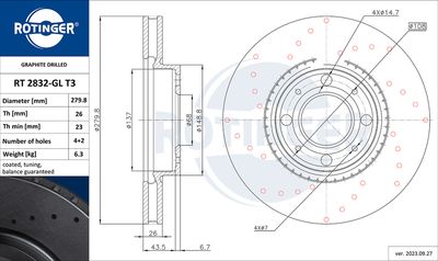 спирачен диск ROTINGER RT 2832-GL T3