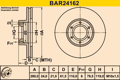 BARUM BAR24162 Гальмівні диски 