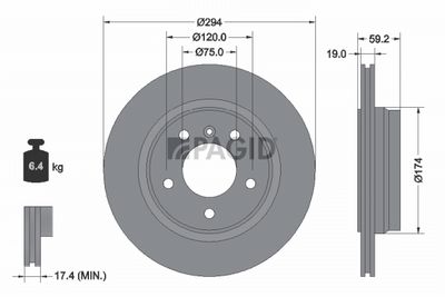 спирачен диск PAGID 50449NC