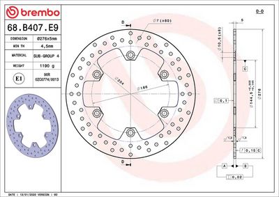 Brake disc Voor vast, 276/144,5x5mm 6x166mm, diameter bevestigingsgat 10,5mm, hoogte (tussenruimte) 0 past: HONDA CBR 1000F/1000F (Interceptor)/1000F2 (Bol d'Or)/1000FE/1000R/1100C (Magna)/125R/400A A