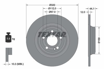 Тормозной диск TEXTAR 92324303 для MERCEDES-BENZ GLA