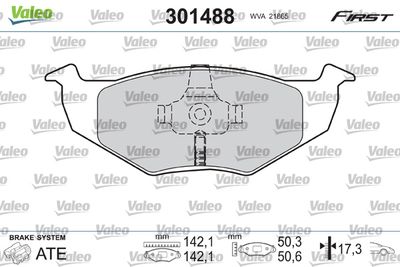 Комплект тормозных колодок, дисковый тормоз VALEO 301488 для VW LUPO