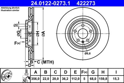 Тормозной диск ATE 24.0122-0273.1 для AUDI A8