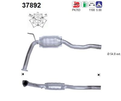 AS 37892 Катализатор для VW TRANSPORTER IV Автобус (70B, 70C, 7DB, 7DK, 70J, 70K, 7DC, 7