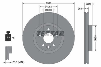 Тормозной диск TEXTAR 92282103 для VOLVO V40