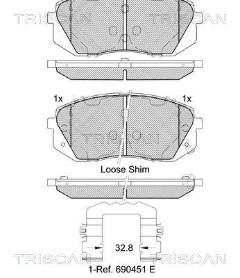 Комплект тормозных колодок, дисковый тормоз TRISCAN 8110 43054 для KIA SELTOS