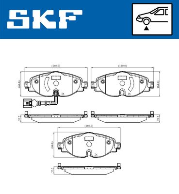 Комплект тормозных колодок, дисковый тормоз SKF VKBP 80018 E для SKODA KODIAQ
