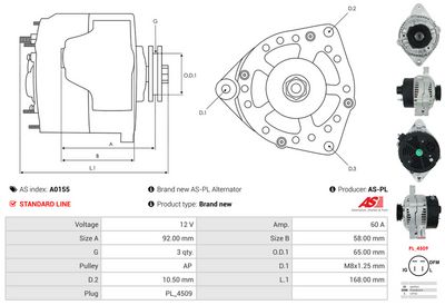 GENERATOR / ALTERNATOR AS-PL A0155 4