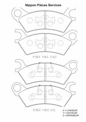 Комплект тормозных колодок, дисковый тормоз NPS M360A03 для MAZDA 929