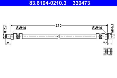 Тормозной шланг ATE 83.6104-0210.3 для MERCEDES-BENZ HECKFLOSSE
