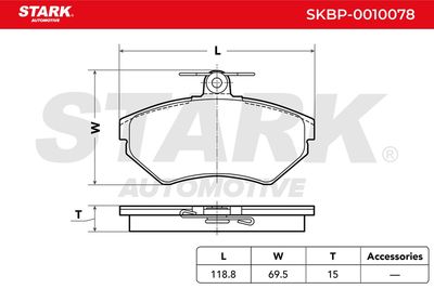 комплект спирачно феродо, дискови спирачки STARK SKBP-0010078