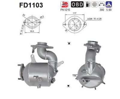 Filtr sadzy / filtr cząstek stałych, układ wydechowy AS 2505233060