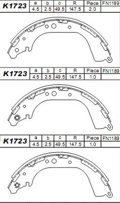 Комплект тормозных колодок ASIMCO K1723 для INFINITI QX4