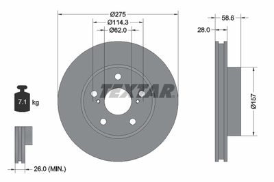 Тормозной диск TEXTAR 92252303 для TOYOTA HILUX
