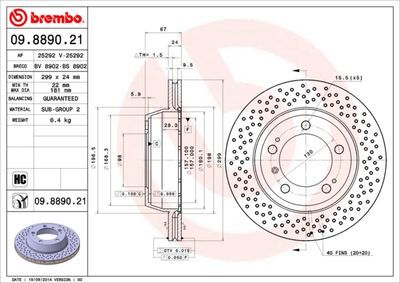 BREMBO 09.8890.21 Деталь для IVECO TRAKKER AD 380T45, AT 380T45