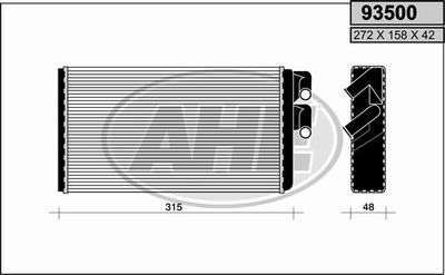 AHE 93500 Радиатор печки  для AUDI V8 (Ауди В8)