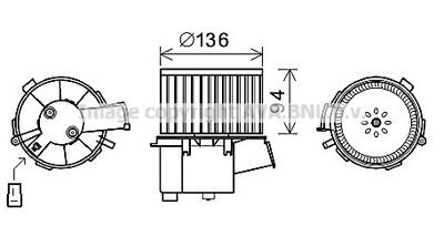 AVA QUALITY COOLING PE8377 Вентилятор салона  для PEUGEOT 307 Break (3E) 2.0