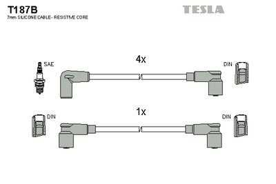 Комплект проводов зажигания TESLA T187B для ARO 240-244