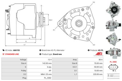 GENERATOR / ALTERNATOR AS-PL A6615S 4