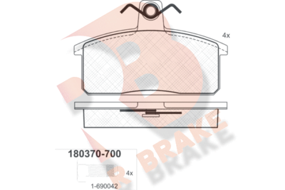 Комплект тормозных колодок, дисковый тормоз R BRAKE RB0370-700 для AUTOBIANCHI Y10