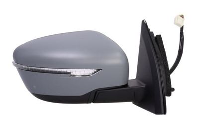 Zijspiegel Rechts (elektrisch, in reliëf, met verwarming, under-coated, elektrisch opklapbaar, met indicator) past: NISSAN QASHQAI II J11 11.13-03.21