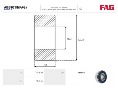 Lager AS-PL ABE9018(FAG) för FIAT