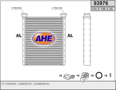 Теплообменник, отопление салона AHE 93976 для MERCEDES-BENZ A-CLASS